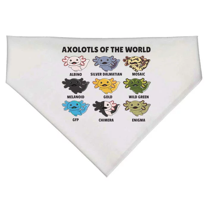 Axolotls of the world Sweet Animals Kawaii Axolotl USA-Made Doggie Bandana