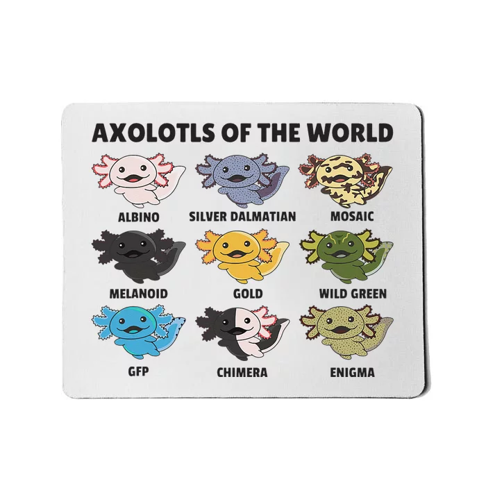 Axolotls of the world Sweet Animals Kawaii Axolotl Mousepad