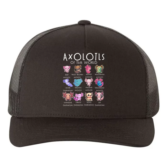 Axolotls Of The World Funny Kawaii Axolotls Boy Girl Yupoong Adult 5-Panel Trucker Hat