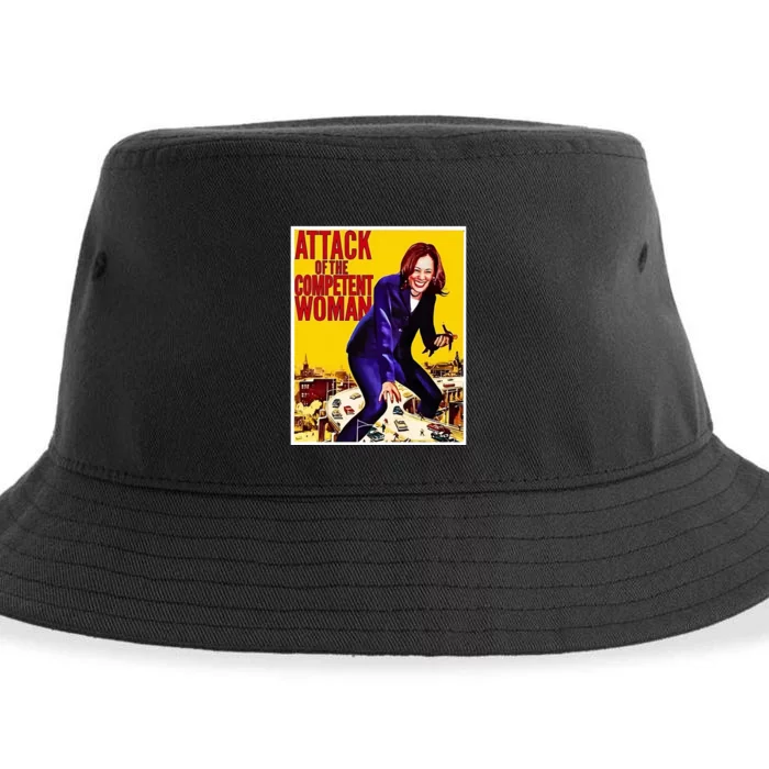 Attack Of The Competent Woman Kamala Harris Sustainable Bucket Hat