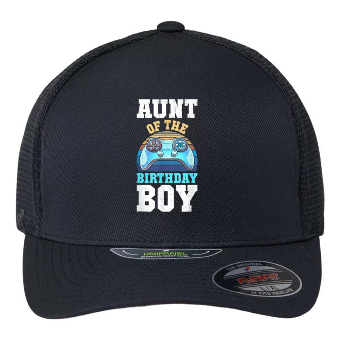 Aunt Of The Birthday Boy Matching Video Gamer Birthday Party Flexfit Unipanel Trucker Cap