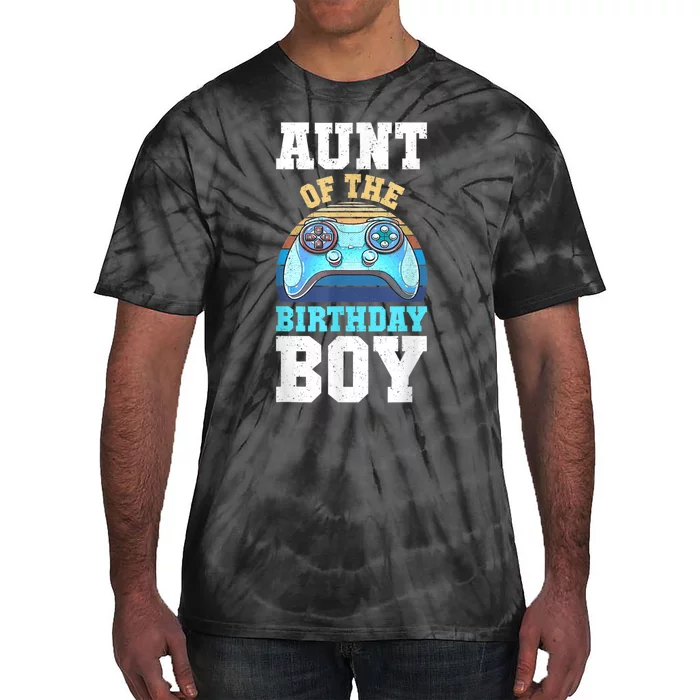 Aunt Of The Birthday Boy Matching Video Gamer Birthday Party Tie-Dye T-Shirt