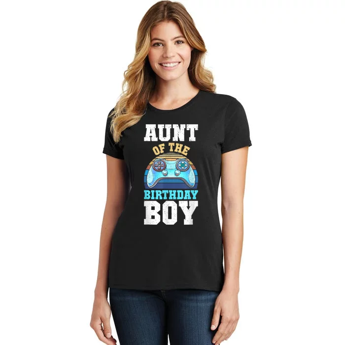 Aunt Of The Birthday Boy Matching Video Gamer Birthday Party Women's T-Shirt