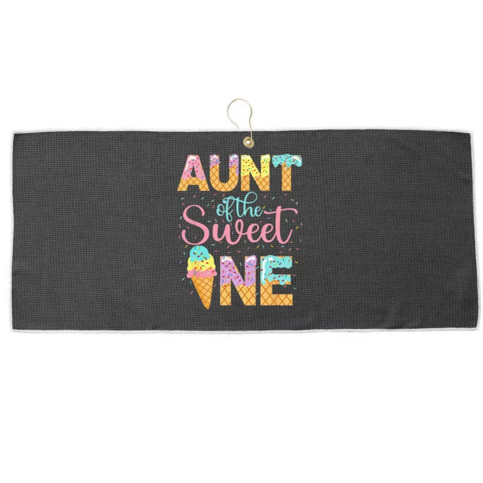 Aunt Of The Sweet One 1st Birthday Ice Cream Lovers Large Microfiber Waffle Golf Towel