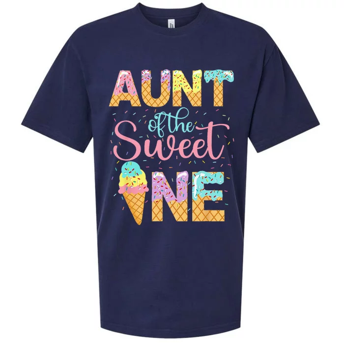 Aunt Of The Sweet One 1st Birthday Ice Cream Lovers Sueded Cloud Jersey T-Shirt