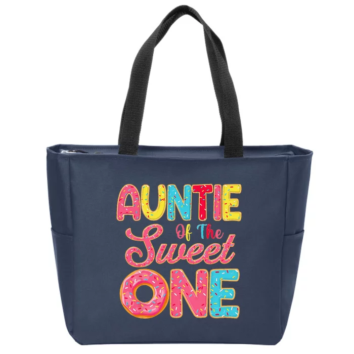 Auntie Of The Sweet One 1st Birthday Donut Theme Family Zip Tote Bag