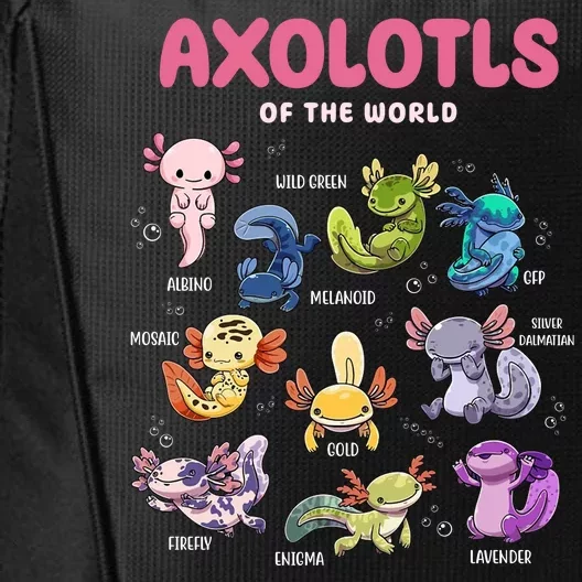 Axolotls Of The World Animals Kawaii City Backpack