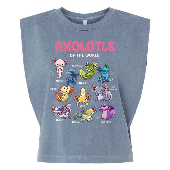 Axolotls Of The World Animals Kawaii Garment-Dyed Women's Muscle Tee