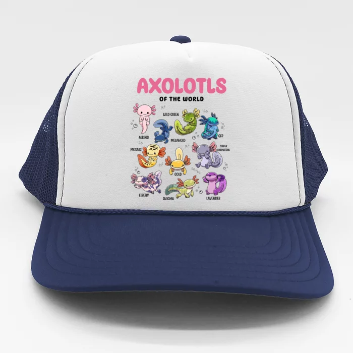 Axolotls Of The World Animals Kawaii Trucker Hat