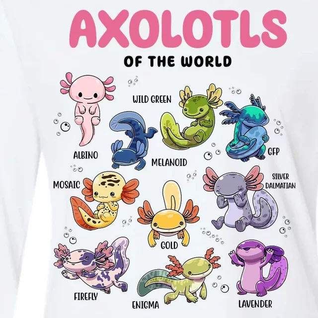 Axolotls Of The World Animals Kawaii Womens Cotton Relaxed Long Sleeve T-Shirt