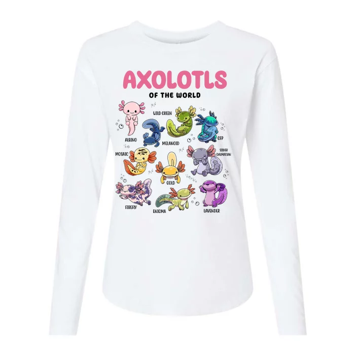 Axolotls Of The World Animals Kawaii Womens Cotton Relaxed Long Sleeve T-Shirt