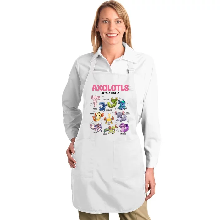 Axolotls Of The World Animals Kawaii Full-Length Apron With Pocket