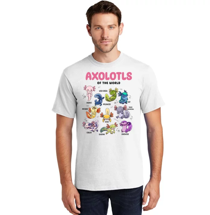 Axolotls Of The World Animals Kawaii Tall T-Shirt