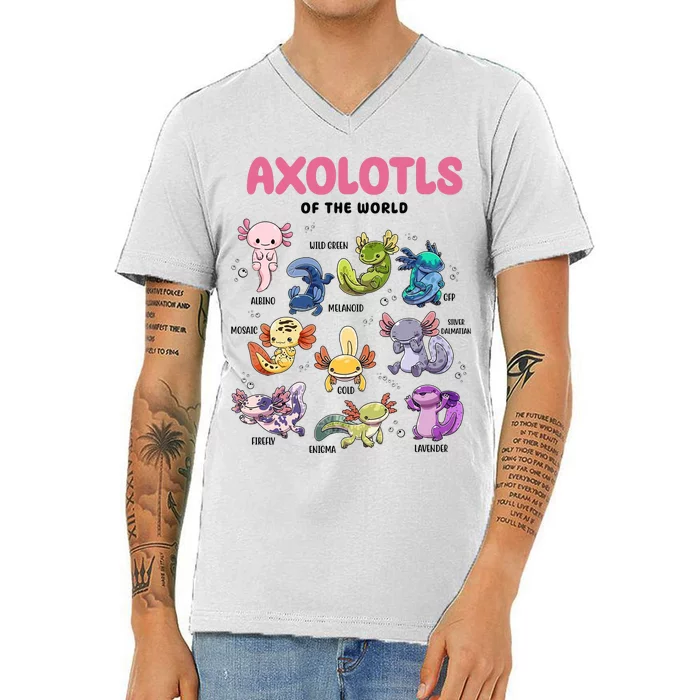 Axolotls Of The World Animals Kawaii V-Neck T-Shirt