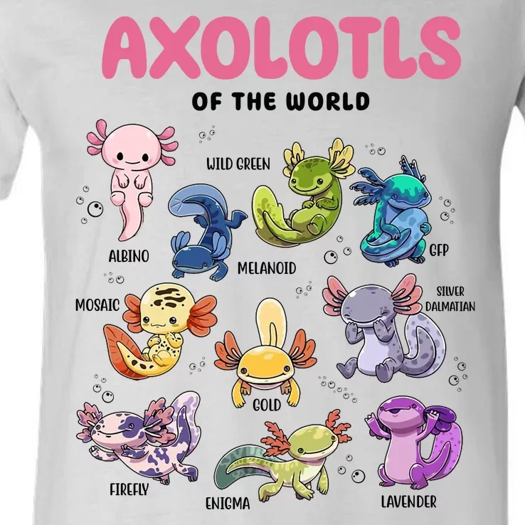 Axolotls Of The World Animals Kawaii V-Neck T-Shirt