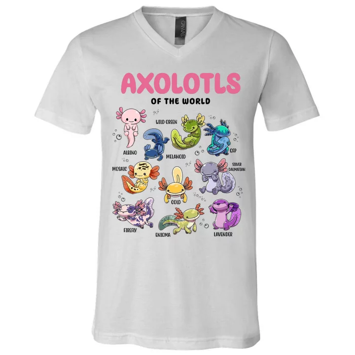 Axolotls Of The World Animals Kawaii V-Neck T-Shirt