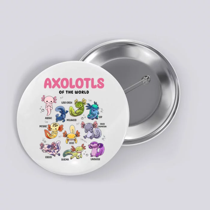 Axolotls Of The World Animals Kawaii Button