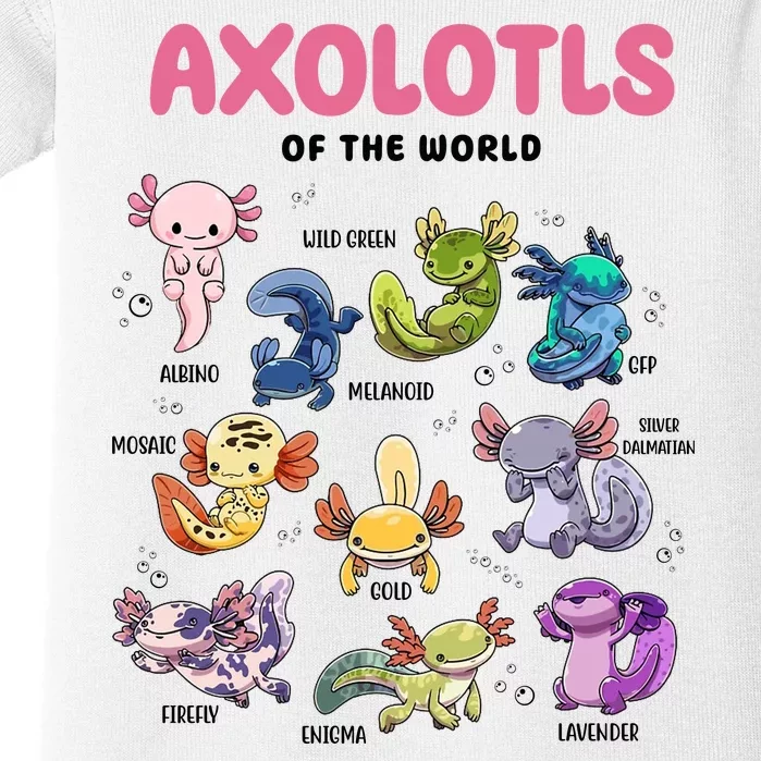 Axolotls Of The World Animals Kawaii Baby Bodysuit