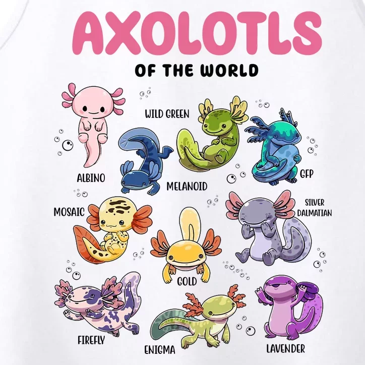 Axolotls Of The World Animals Kawaii Performance Tank