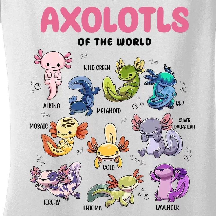 Axolotls Of The World Animals Kawaii Women's V-Neck T-Shirt