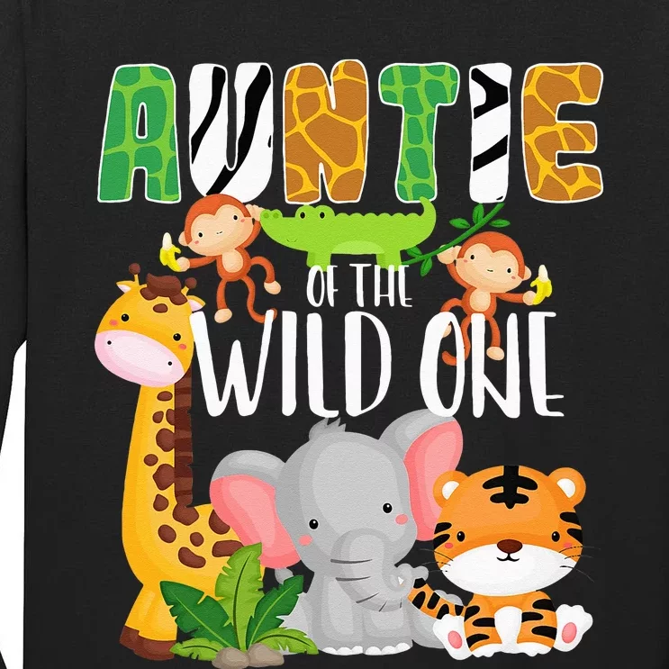 Auntie of the Wild One Zoo Theme Birthday Safari Animals Tall Long Sleeve T-Shirt