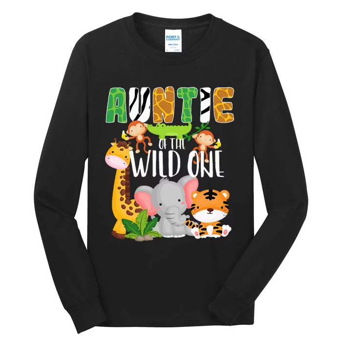 Auntie of the Wild One Zoo Theme Birthday Safari Animals Tall Long Sleeve T-Shirt