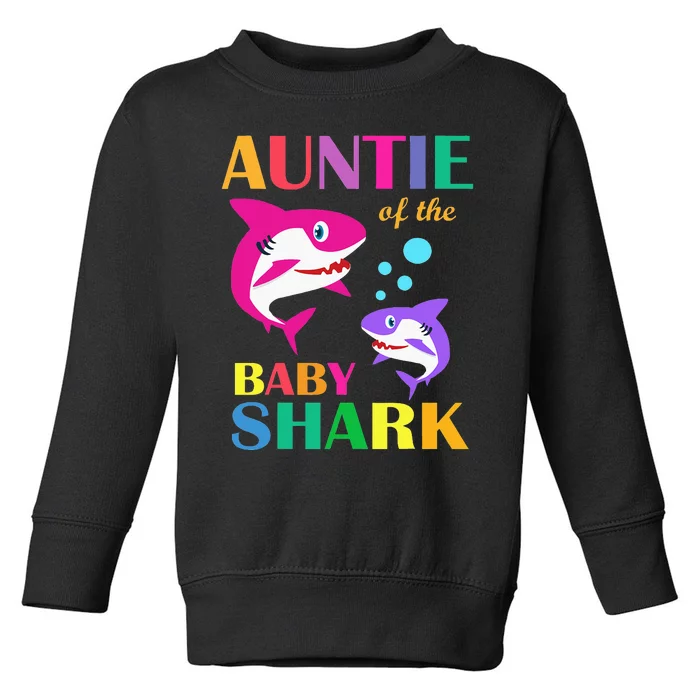 Auntie Of The Baby Birthday Shark Auntie Shark Mother's Day Toddler Sweatshirt