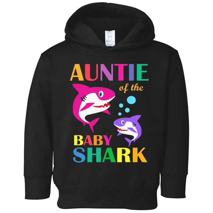 Auntie Of The Baby Birthday Shark Auntie Shark Mother's Day Toddler Hoodie