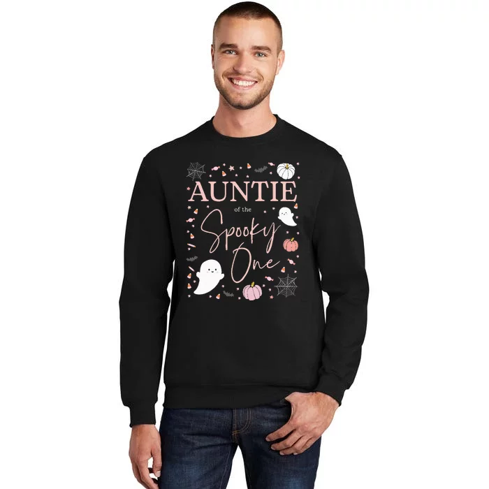 Auntie Of The Spooky One First Birthday Pink Halloween Tall Sweatshirt