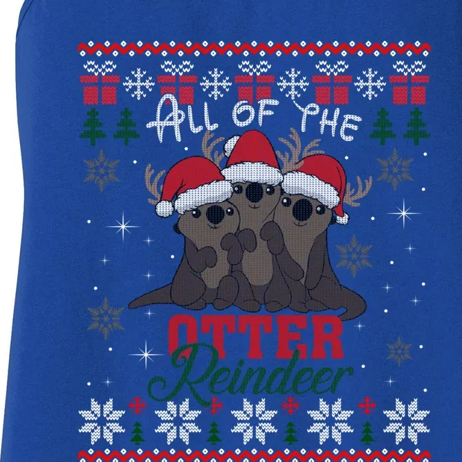 All Of The Otter Reindeer Christmas Funny Cute Ugly Sweater Gift Women's Racerback Tank