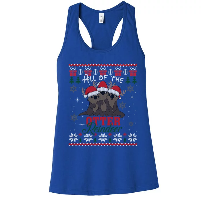 All Of The Otter Reindeer Christmas Funny Cute Ugly Sweater Gift Women's Racerback Tank