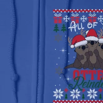 All Of The Otter Reindeer Christmas Funny Cute Ugly Sweater Gift Full Zip Hoodie