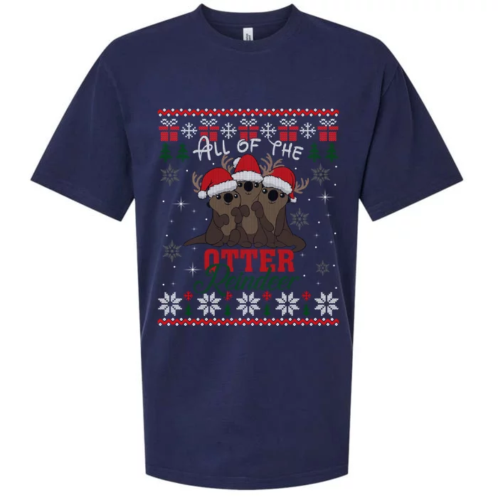 All Of The Otter Reindeer Christmas Funny Cute Ugly Sweater Gift Sueded Cloud Jersey T-Shirt