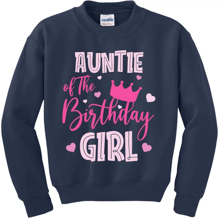 Auntie Of The Birthday Girl Cute Pink Matching Family Kids Sweatshirt