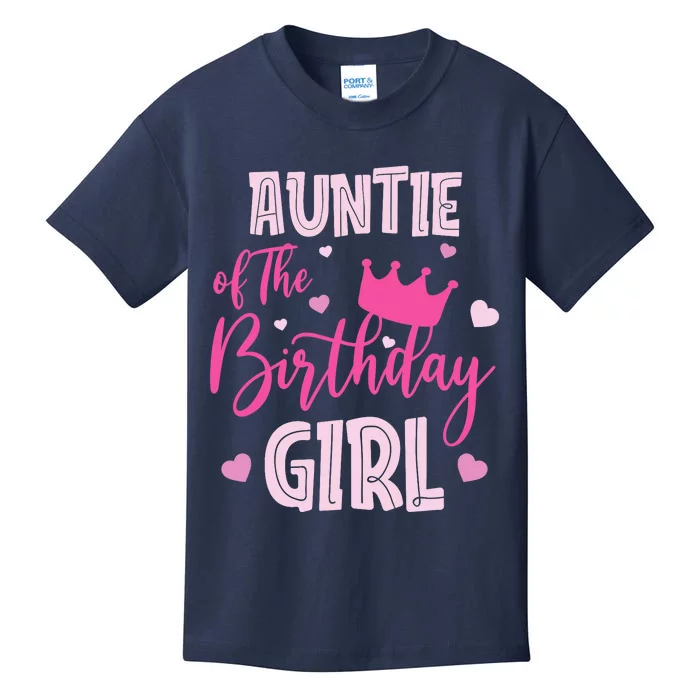 Auntie Of The Birthday Girl Cute Pink Matching Family Kids T-Shirt