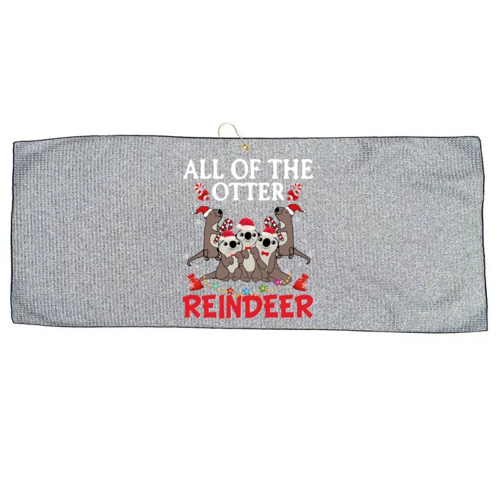 All Of The Otter Reindeer Santa Hat Design Christmas Pajama Gift Large Microfiber Waffle Golf Towel