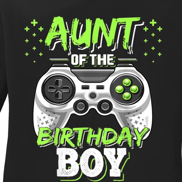 Aunt Of The Birthday Boy Matching Video Game Birthday Gift Ladies Long Sleeve Shirt