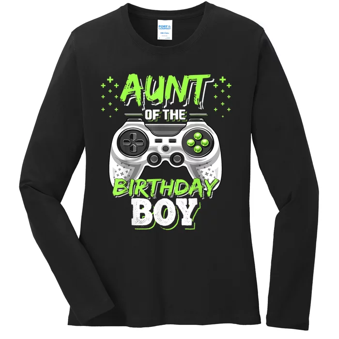 Aunt Of The Birthday Boy Matching Video Game Birthday Gift Ladies Long Sleeve Shirt