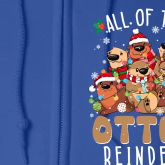 All Of The Otter Reindeer Merry Christmas Pajama Family Xmas Gift Full Zip Hoodie