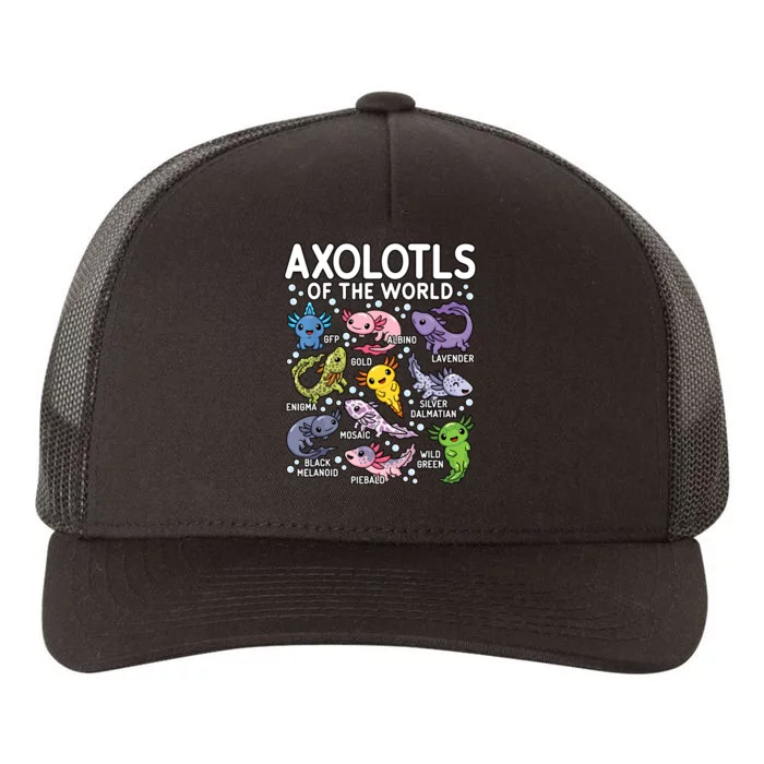 Axolotls Of The World Cute Kawaii Axolotl Yupoong Adult 5-Panel Trucker Hat