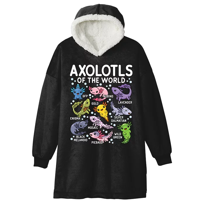 Axolotls Of The World Cute Kawaii Axolotl Hooded Wearable Blanket