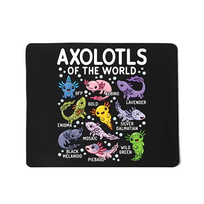 Axolotls Of The World Cute Kawaii Axolotl Mousepad