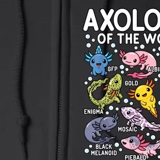 Axolotls Of The World Cute Kawaii Axolotl Full Zip Hoodie