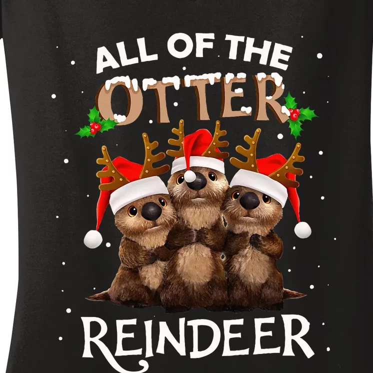 All of the Otter Reindeer Christmas Funny Cute Women's V-Neck T-Shirt