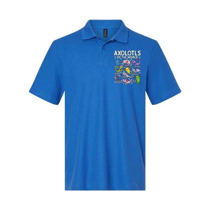 Axolotls Of The World Cute Kawaii Axolotl Softstyle Adult Sport Polo