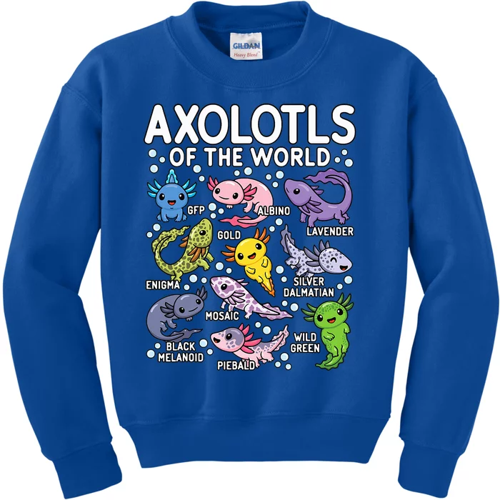 Axolotls Of The World Cute Kawaii Axolotl Kids Sweatshirt