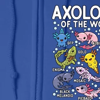 Axolotls Of The World Cute Kawaii Axolotl Full Zip Hoodie