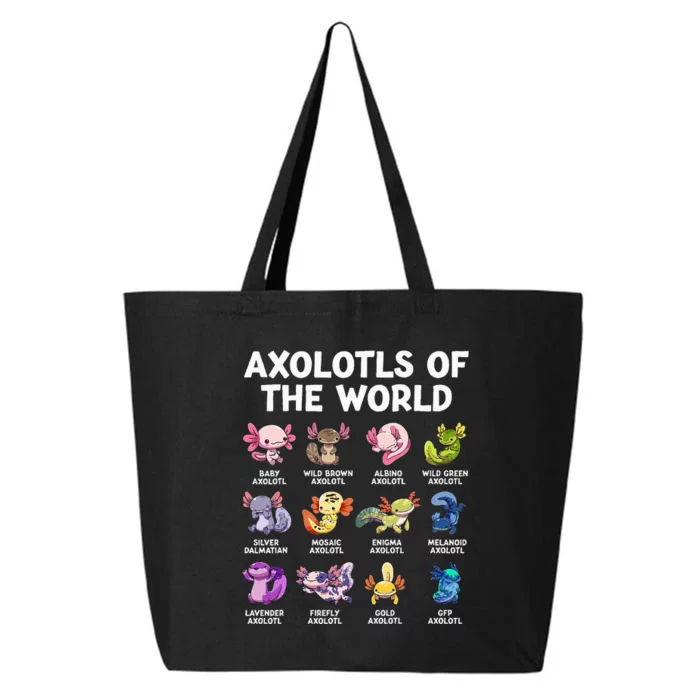 Axolotls Of The World Kawaii Types Of Axolotl Fish Amphibian 25L Jumbo Tote