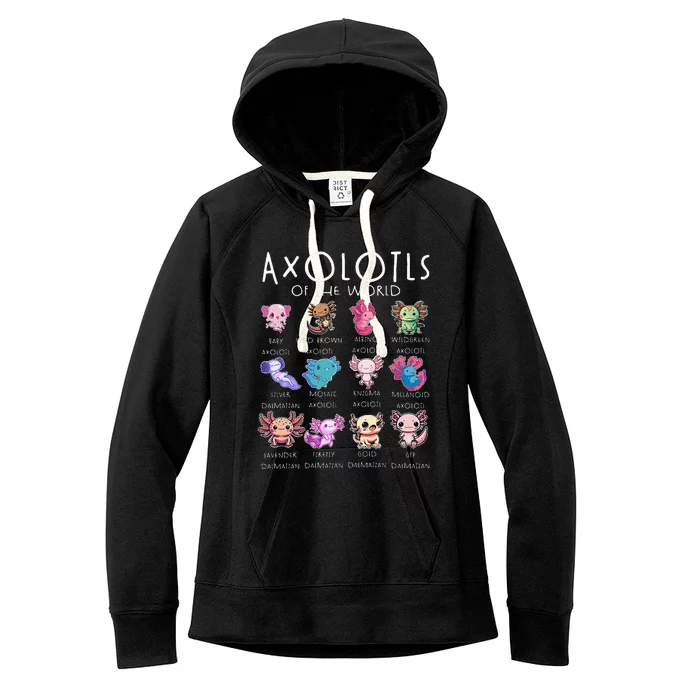 Axolotls Of The World Funny Kawaii Axolotls Girls Women's Fleece Hoodie