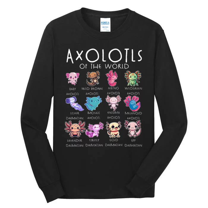 Axolotls Of The World Funny Kawaii Axolotls Girls Tall Long Sleeve T-Shirt